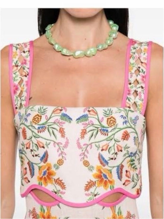 FARM Rio Dresses & Skirts - FARM RIO PINK DELICATE Floral Embroidered Cream Mini Dress